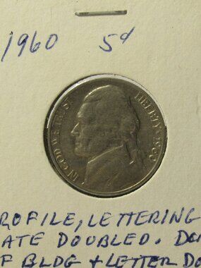 1960 Jefferson Nickel - DOUBLE ERROR - DDO & DDR Doubled Die - Rare!